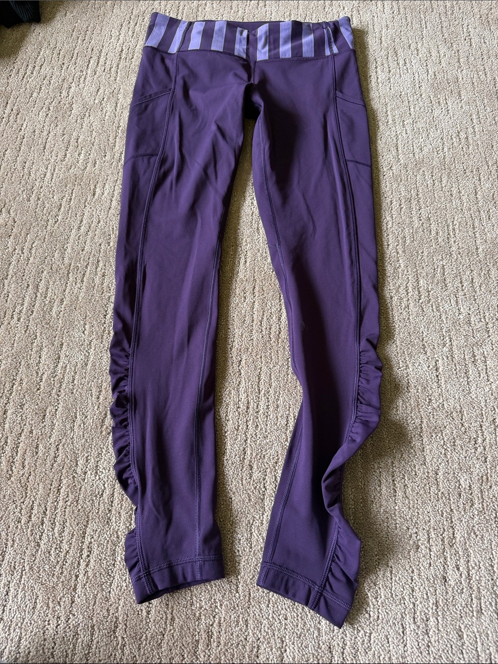 lululemon athletica Purple Leggings with Striped Waistband